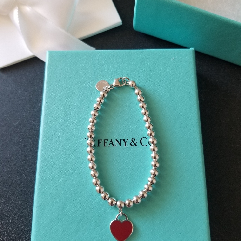 Tiffany & Co. Bead Red Heart Bracelet
